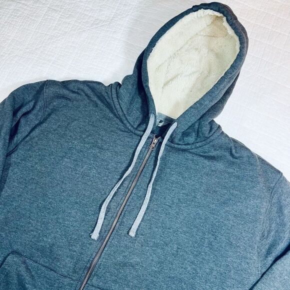 Eddie Bauer‎ Gray High Pile Fleece Lined Zip Up Hoodie Men's Size 2XB NWT $85 - Picture 1 of 8